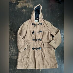 L.L. BEAN STERLINGWEAR Boston Tan Vintage Wool Duffel Coat Toggle Button Hood M